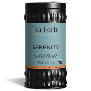 Tea Forte Serenity Organic Herbal Tea with Lavender, Lemony Nettle and Juniper Berry, Makes 35-50 Cups, Loose Leaf Tea Canister