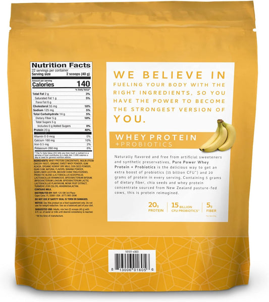 Dr. Mercola Pure Power Whey Gusset, Banana, 22 Servings (1 lb 15 oz),