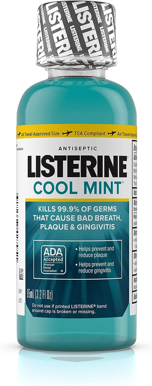 Listerine Cool Mint Antiseptic Mouthwash for Bad Breath, Travel Size 3.2  - Pack of 6