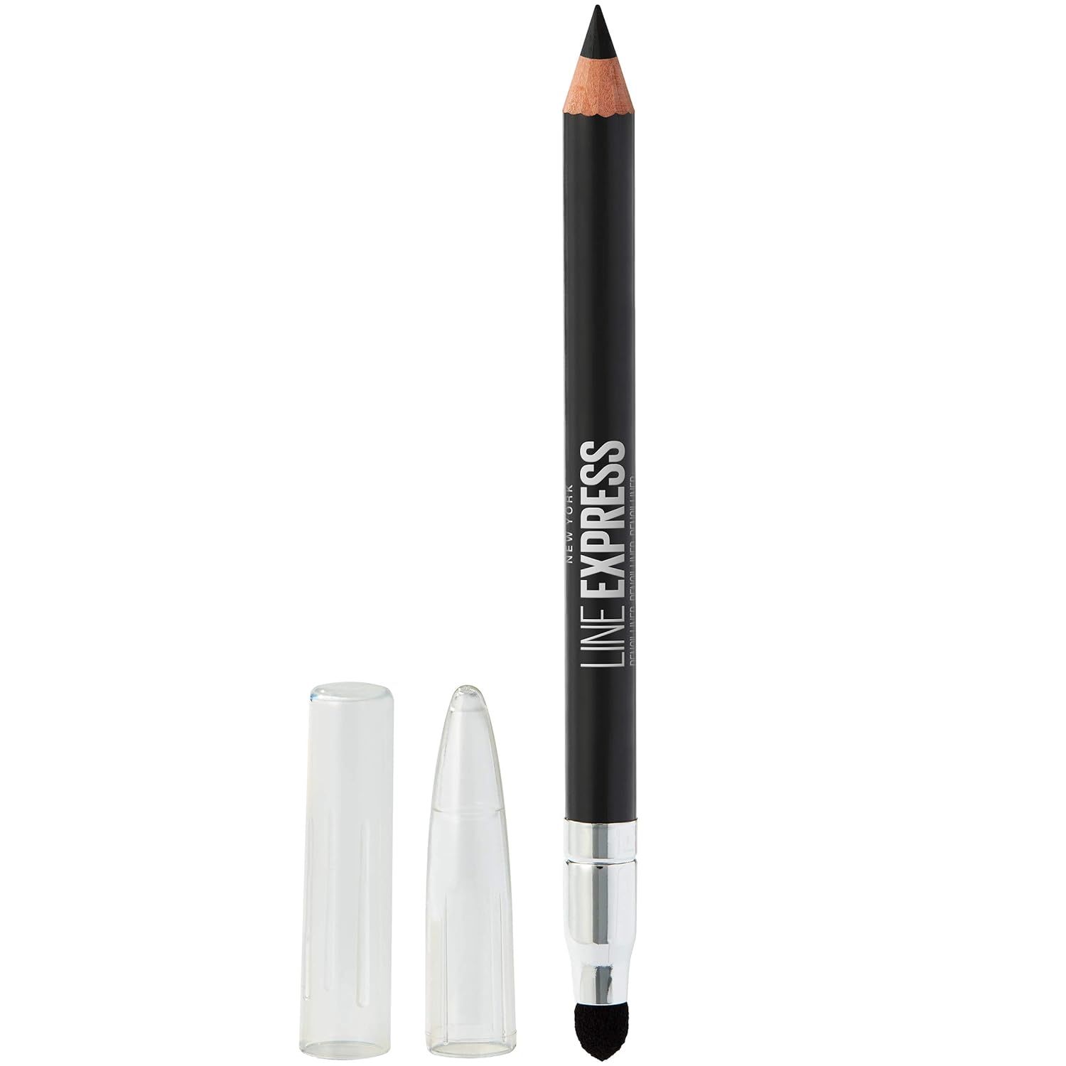 Maybelline Line Express Sharpenable Wood Pencil with Built-In Blending Smudger Tip Creamy Liner Eyeliner Eye Makeup, Soft Black, 0.035