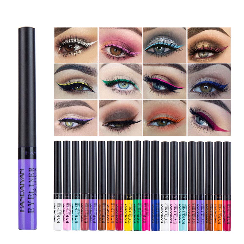 Pretty Comy Liquid Eyeliner Pen, 12 Pcs Colorful Eyebrow Pencil Eyeliner Waterproof Smudgeproof Long Lasting Eyeliner Makeup Cosmetic Set Kit