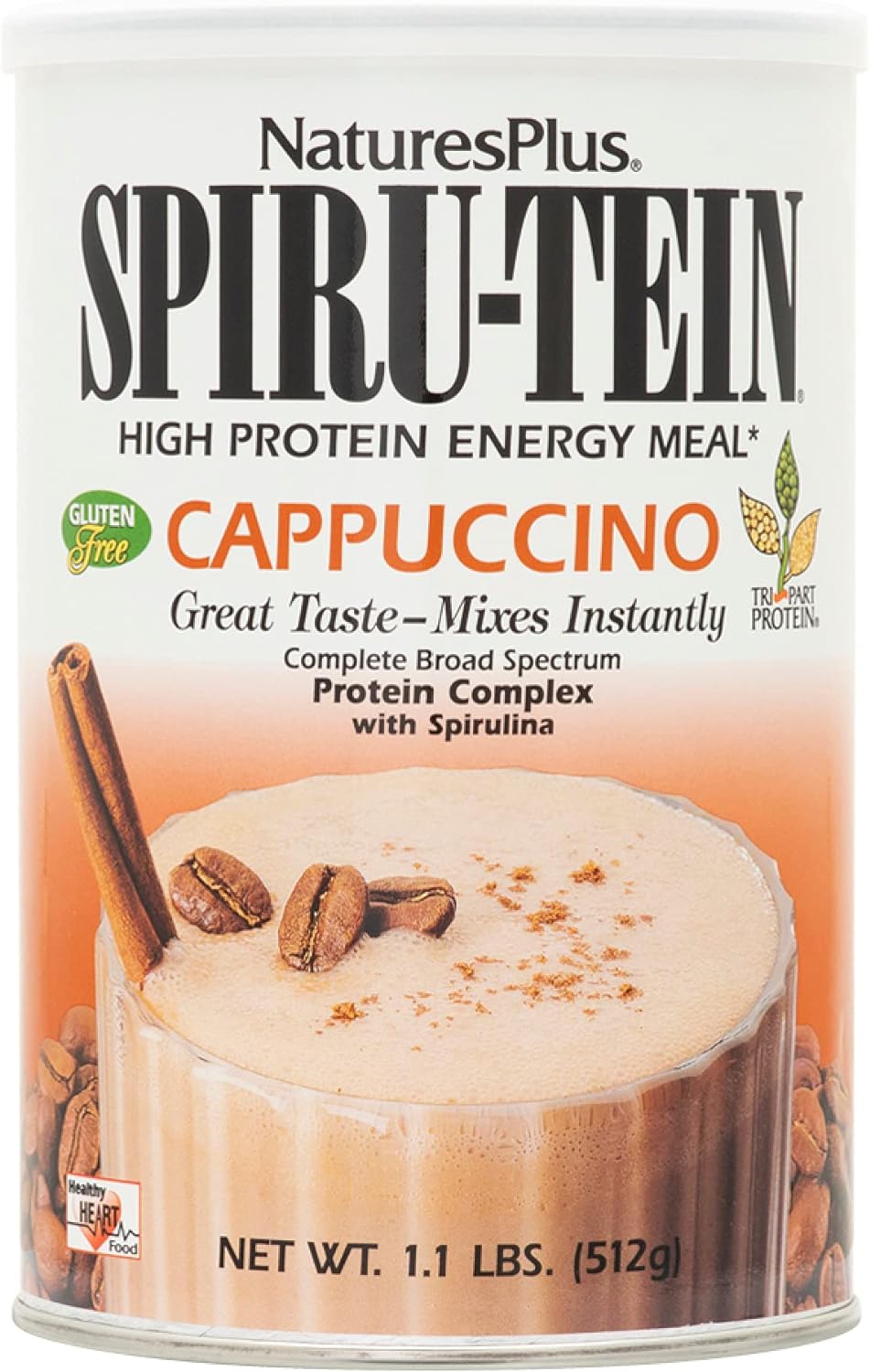 Naturesplus Spiru-Tein Shake - Cappuccino Flavor - 1.1 Lbs, Spirulina 1.13 Pounds
