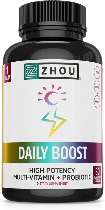 Zhou Nutrition Daily Boost Multivitamin With Probiotic, Zinc, Vitamin