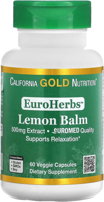 EuroHerbs, Lemon Balm Extract, 500 mg, 60 Veggie Capsules, California