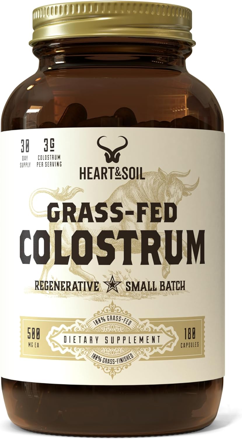 HEART & SOIL Grass-Fed Colostrum (180 Capsules) ? Dietary Supplement f