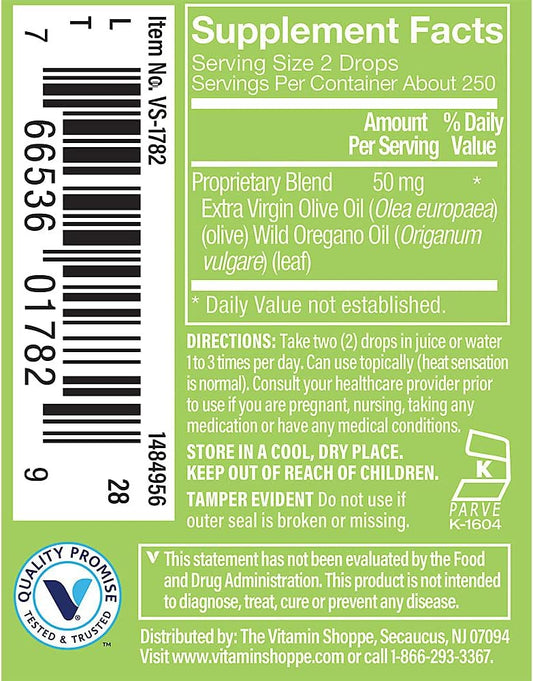 The Vitamin Shoppe Oil of Oregano 50MG, Wild Mediterranean Herbal Supp
