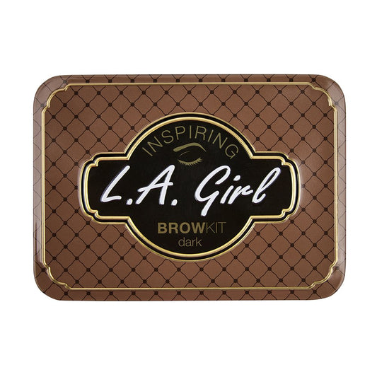 L.A. Girl Inspiring Brow Kit, Dark and Defined (Dark), Brow Wax 0.035 ., Brow Powder 0.15 ., Includes Tweezers and Dual Ended Brush with Spoolie