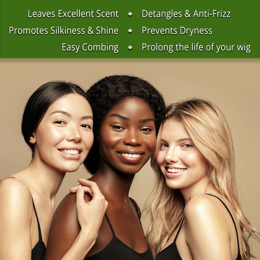 Awesome Synthetic Wig Shampoo & Leave in Conditioner Spray, pH6, Professional Wig Care Solution, Wig Detangler, Moisturizes, Replenishes & Easy Combing, Contains Coconut Oil (Premium Set of 3)