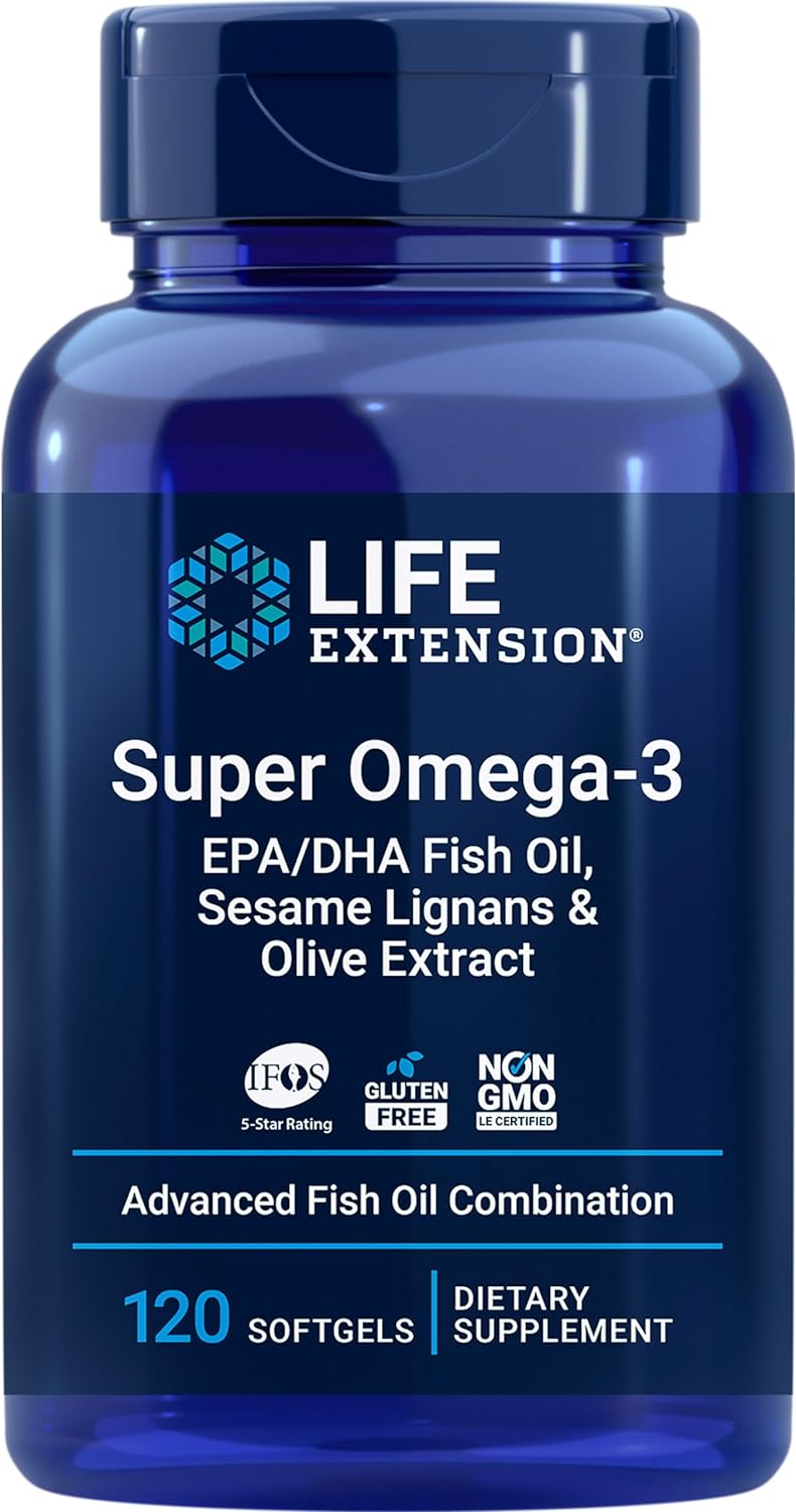 Super Omega-3 EPA/DHA Fish Oil, Sesame Lignans & Olive Extract - For Heart & Brain Health ? For Inflammation & Cholester