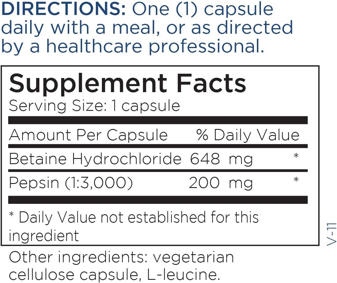 Metabolic Maintenance Betaine HCL + Pepsin Digestive Enzyme - Protein 