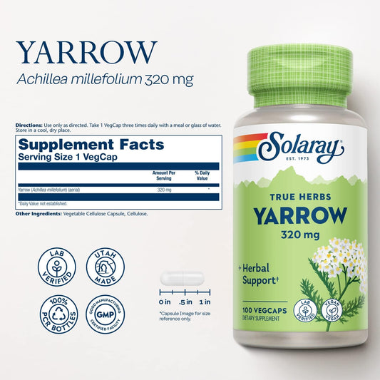 Solaray Yarrow 320 mg, Whole Aerial, Herbal Appetite and Gastrointesti