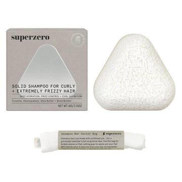 SUPERZERO Solid Shampoo Bar for Curly, Coily & Extremely Frizzy Hair, Made With Clean & Organic Ingredients, Sulfate-Free, Cruelty-Free & Vegan