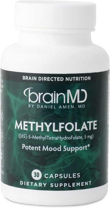 Dr Amen BrainMD Methylfolate - 30 Capsules - Potent Mood Support - Glu