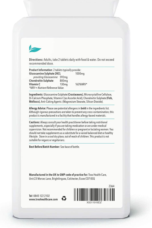 Glucosamine Chondrotin Complex With Vitamin C - 180 Tablets - Supports240 Grams