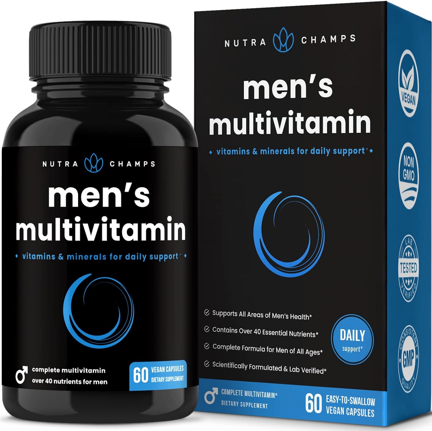 NutraChamps Men's Daily Multivitamin Supplement - Vegan Capsules with