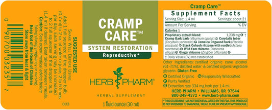 Herb Pharm Cramp Care Liquid Herbal Extract Drops to Support