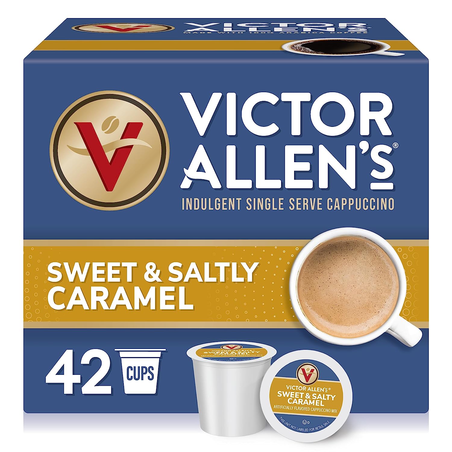Victor Allen's Coffee Sweet and Salty Caramel Flavored Cappuccino Mix, 42 Count, Single Serve K-Cup Pods for Keurig K-Cup Brewers Brewers