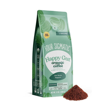 Organic Ground Coffee by Four Sigmatic | Medium Roast | Fair Trade Gourmet Coffee with Chaga and Turkey Tail | Immune Boosting, Probiotic Mushroom Coffee for Gut Health and Immune Support | Bag