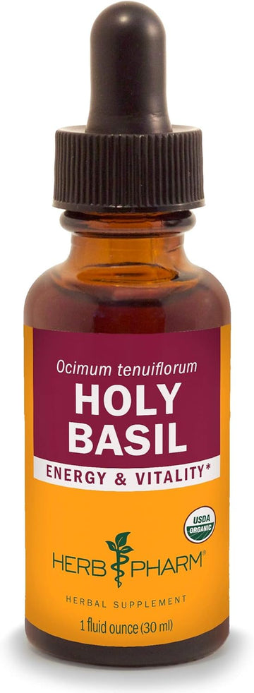Herb Pharm Certified Organic Holy Basil (Tulsi) Extract for Energy and