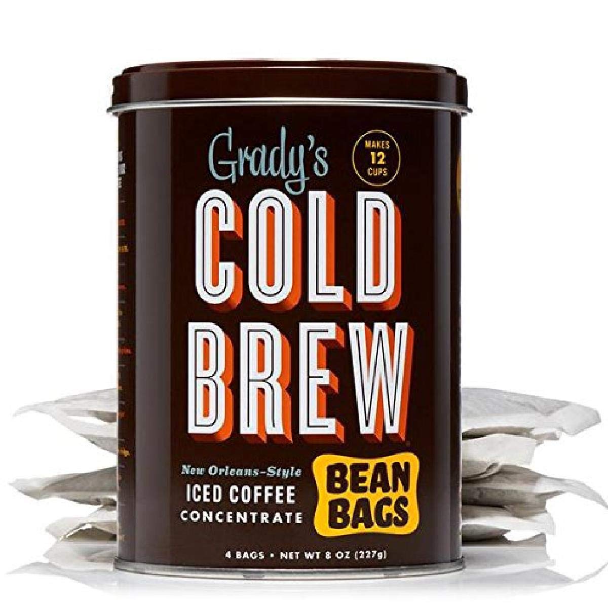 Grady's Cold Brew Coffee, Can with 4 Bean Bags, 12 Total Servings (1 Can)