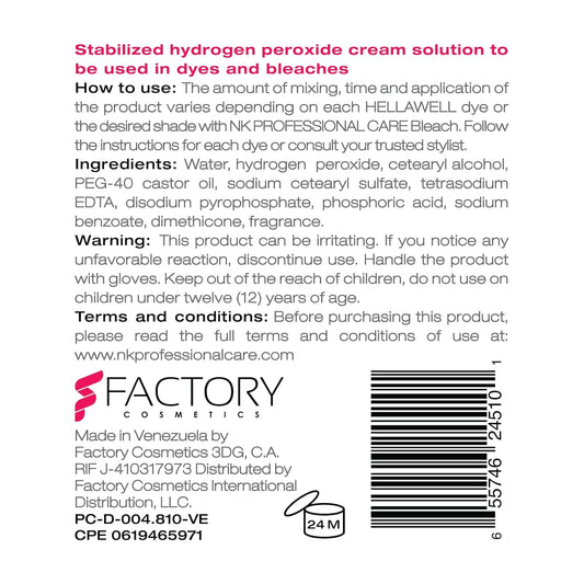 NK Professional Care OXY ACTIVE Activating Oxygenated Cream. Cream peroxide developer. Ideal complement for dyes and bleaches. Vol 30 (4)