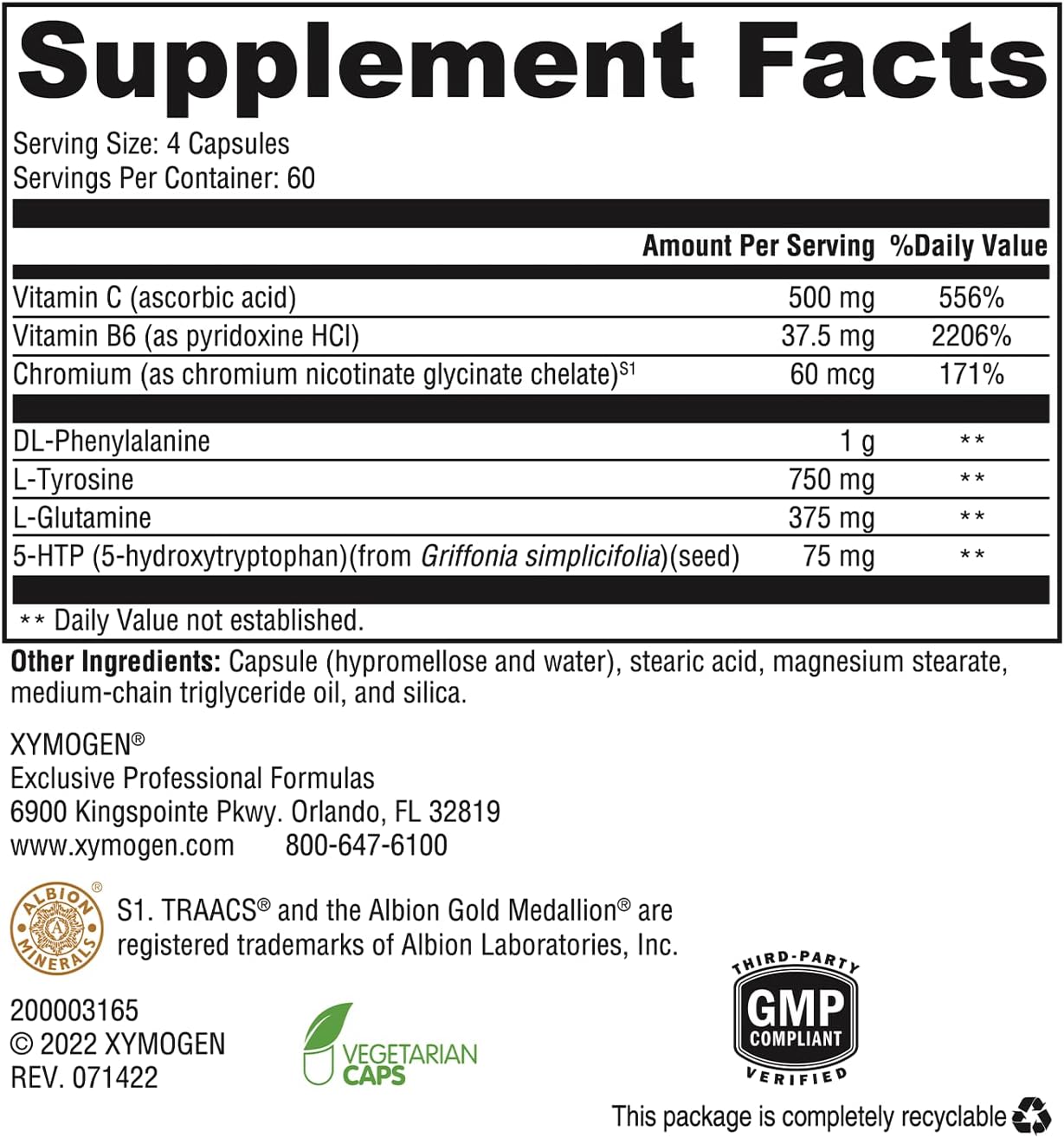 XYMOGEN Appe-Curb - Support to Help Combat Cravings - Chromium, DL-Phe