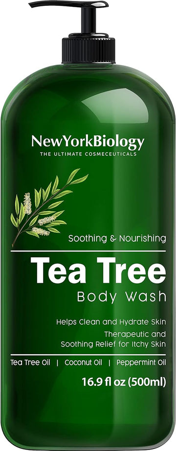 New York Biology Tea Tree Body Wash for Men and Women – Moisturizing Body Wash Helps Soothe Itchy Skin, Jock Itch, Athletes Foot, Nail Fungus, Eczema, Body Odor and Ringworm – 16