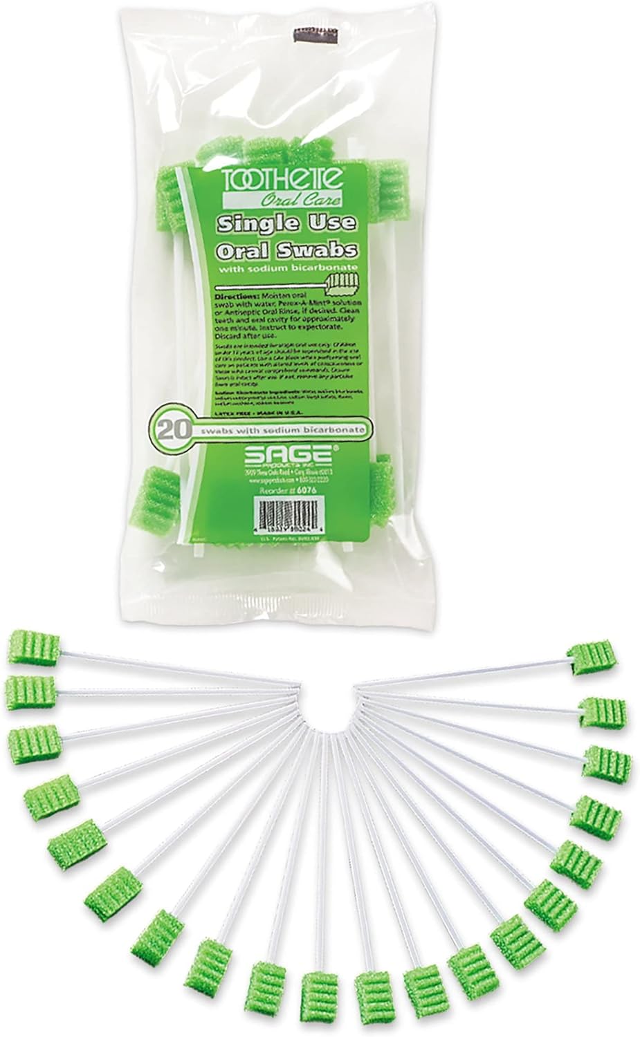 Sage Toothette Oral Swabs with Sodium Bicarbonate (Sage #6076) (Pack of 20)