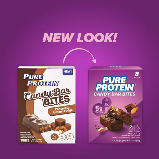 Pure Protein Candy Bar Bites, Chocolate Almond Fudge, 5g Protein, Glut13.12 Ounces