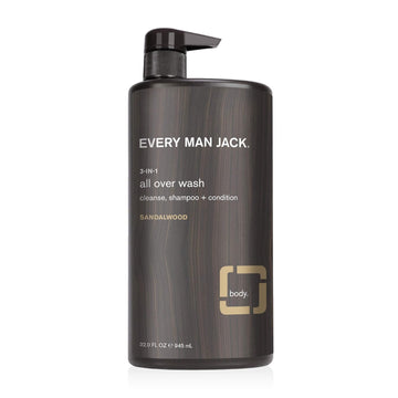 Every Man Jack 3-in-1 All Over Wash, Sandalwood, 32-, brown