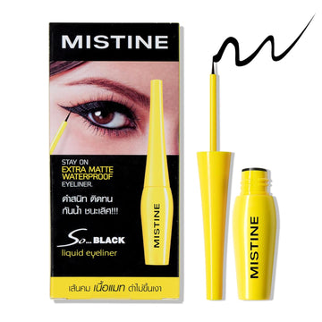 Mistine So Black Waterproof Eyeliner,Smudge Proof Eyeliner with Silky Formula,Quick Drying Liquid Eyeliner Pen,Ultra Matte Finish Black Eyeliner,Vegan & Cruelty-Free,1 Count