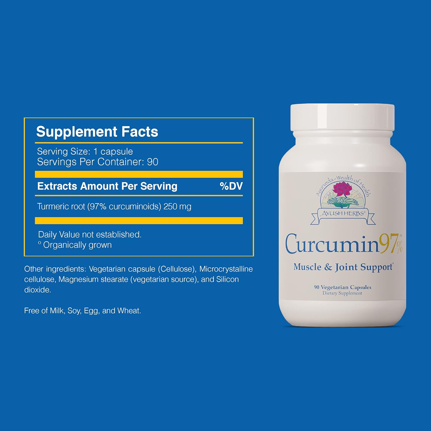 Ayush Herbs Curcumin 97%, Herbal Turmeric Supplement for Whole-Body Su