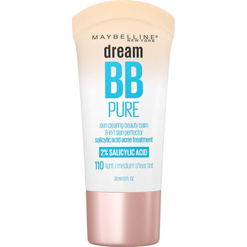 Maybelline New York Dream Pure BB Cream 8-in-1 Skin Clearing Perfector, Light/Medium 1  (Pack of 2)