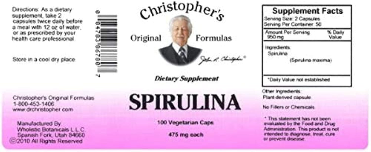Spirulina Christopher's Original Formulas 100 VCaps