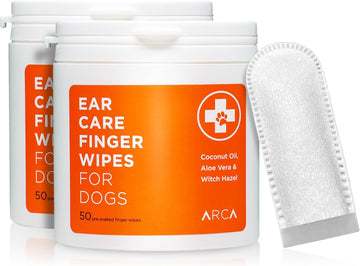 ARCA PET Ear Care Finger Wipes for Dogs - Dog Ear Cleansing Finger Wipes – Pet Ear Cleaning Pads- Gently Dissolves Wax,