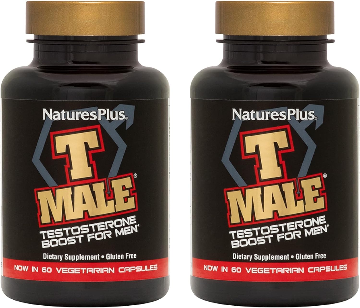 NaturesPlus T-Male - 60 Vegetarian Capsules, Pack of 2 - with Ginseng,