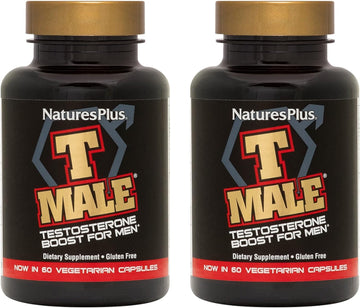 NaturesPlus T-Male - 60 Vegetarian Capsules, Pack of 2 - with Ginseng,