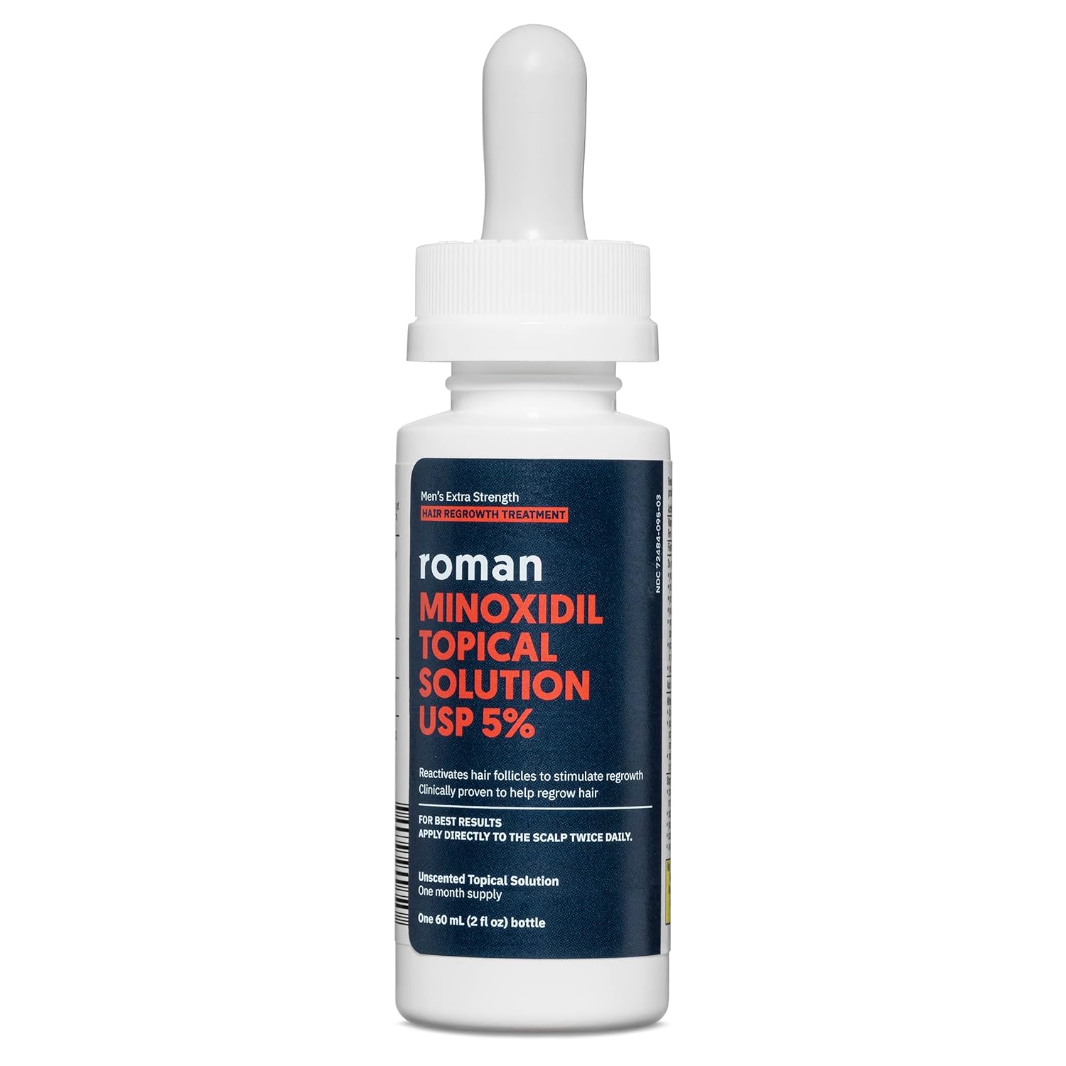 Roman Minoxidil Men's Hair Loss Treatment | 5% Topical Minoxidil Solution for Hair Loss and Thinning Hair | Unscented | 3-Month Supply