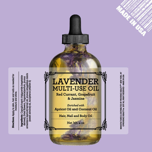 Lavender Multi-Use Oil for Face, Body and Hair - Organic Blend of Apricot, Vitamin E, Fractionated Coconut and Sweet Almond Oil Moisturizer for Dry Skin, Scalp and Nails - 4