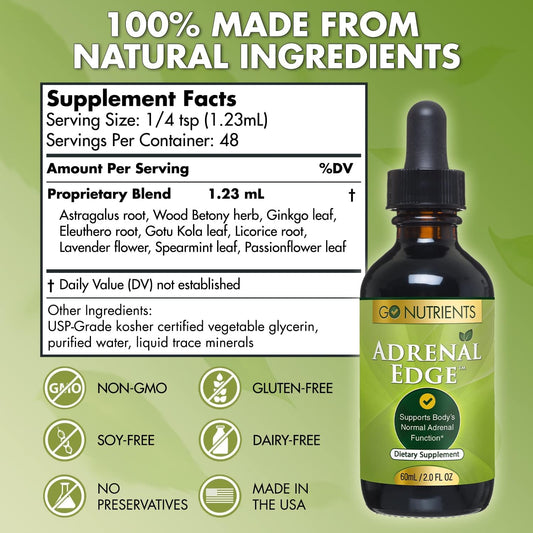 Go Nutrients Adrenal Edge - Cortisol Manager & Adrenal Support Supplem4.5 Ounces