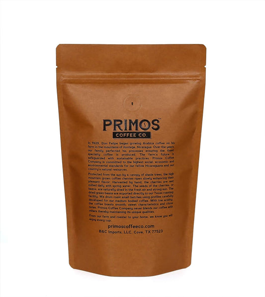 Single Origin Specialty Coffee, Whole Bean, Medium Roast, Direct Trade, Primos Coffee Co, 2 Bags