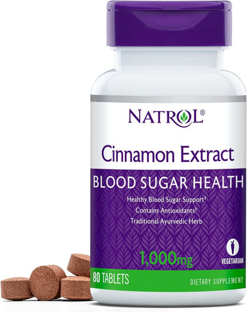 Natrol Cinnamon Extract 1000Mg, Non Gmo, Drug Free, 80 Tablets (Pack O
