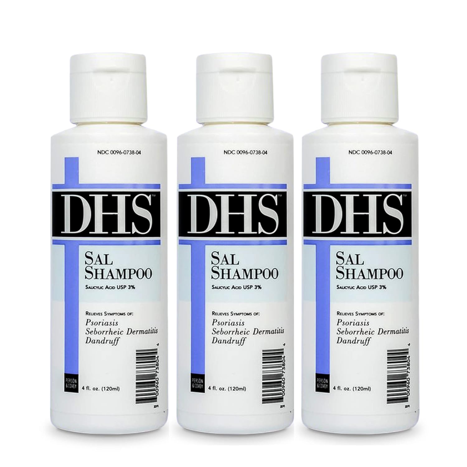 DHS SAL Shampoo - Maximum Strength Shampoo for Psoriasis, Eczema, and Dandruff/Medicated Anti-Dandruff Shampoo Reduces Oil, Treats Itchy Scalp with Salicylic Acid/PBA-free, Fragrance-free / 4
