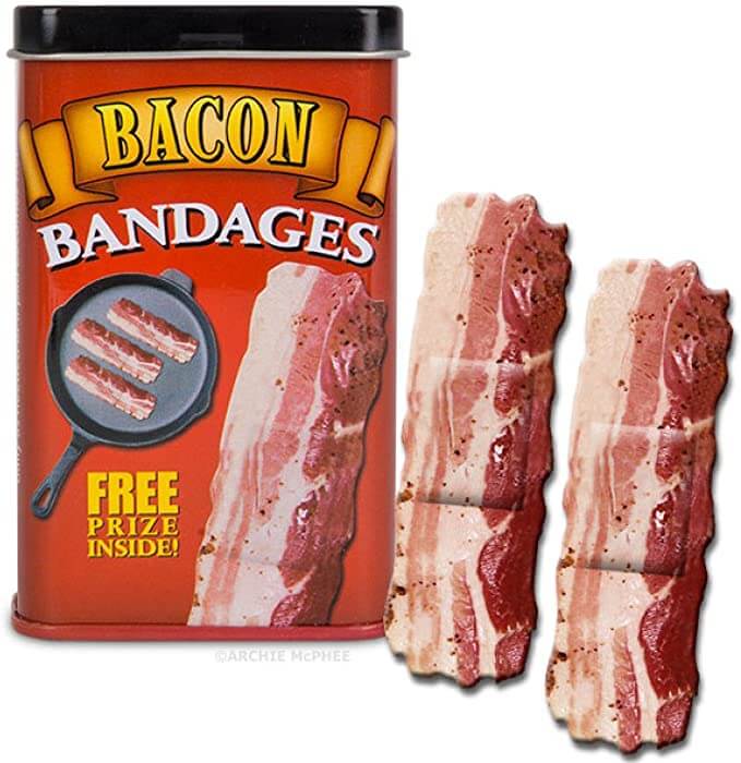 2 Pack - Bacon Shaped Themed Adhesive Bandages, 15 Die-cut Sterile Strips