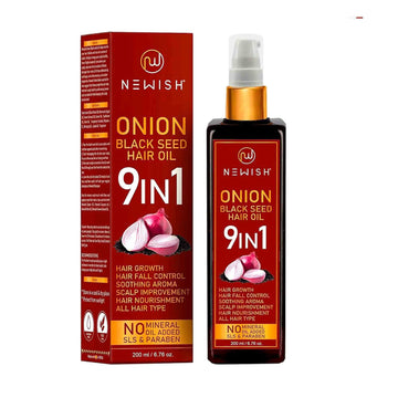 Newish Black Seed Onion oil for hair Regrowth for Hair Care and Growth, Including Castor Oil, Almond Oil, Sunflower Oil,