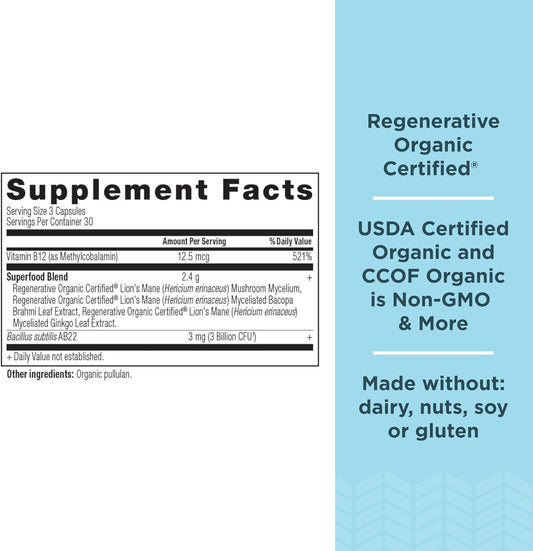 Ancient Nutrition Regenerative Organic Certified Focused Brain Capsule