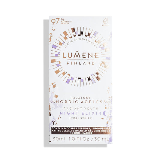 Lumene Ajaton Ageless Radiant Youth Night Elixir - Anti Aging Skin Serum for Fine Lines and Wrinkles - Brightening & Moisturizing Face Serum for All Skin Types (30)