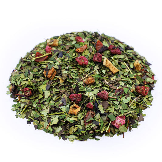 The Whistling Kettle Happy Tea - Refreshing Fruity Organic Herbal Tea with Green Tea, Guayasa, and Strawberry -  (96 servings)