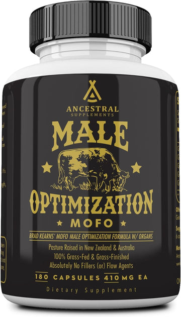 Ancestral Supplements Mofo, Supplements For Men, Support For Test And Energy Levels And Overall Men'S Health And Wellness, Non-Gmo Grass Fed Beef Organ Supplement With Liver, No Fillers, 180 Capsules