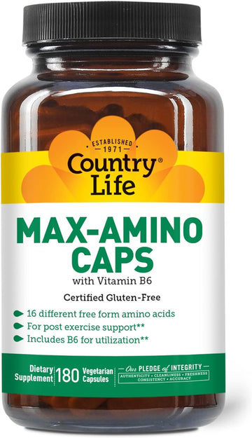 Country Life Maxi-Amino With 16 Free Form Amino Acids, Certified Gluten Free, Certified Vegetarian